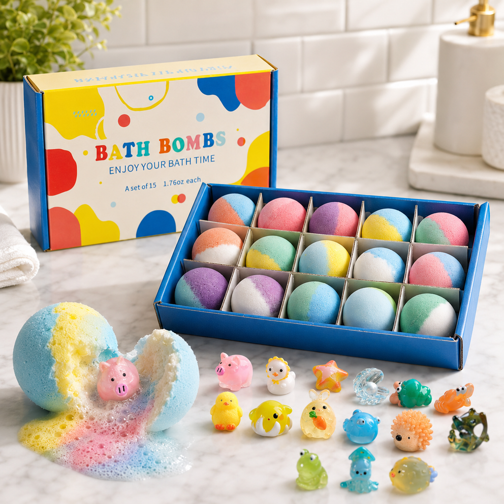 Kids Bath Bombs Gift Set – 15 Pack with Surprise Toys